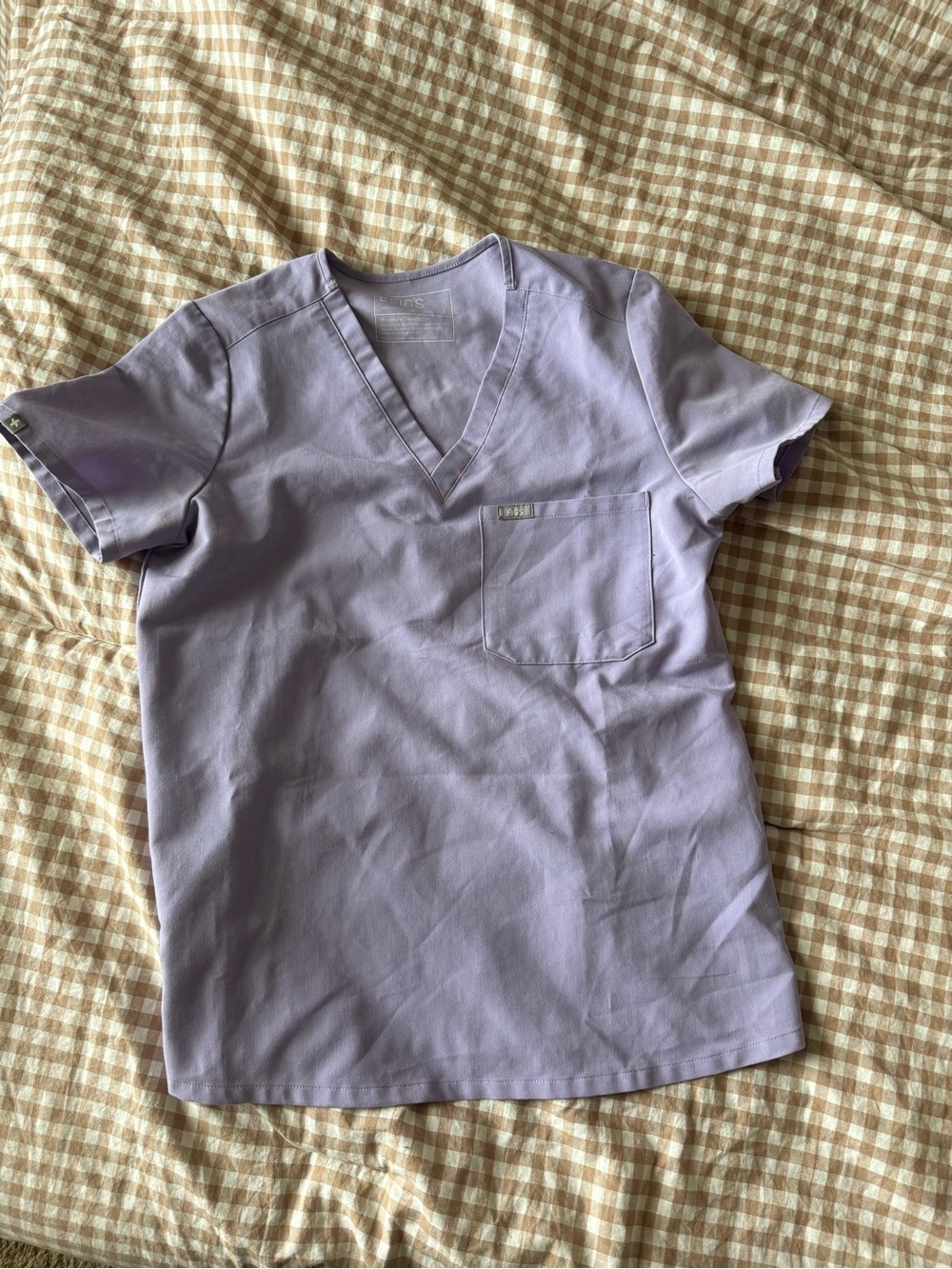 Figs Lilac V-neck Scrub Top with Chest Pocket